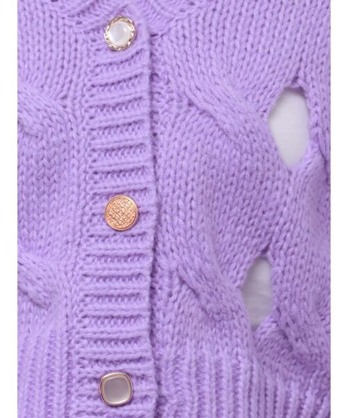 dazzlin（ダズリン）の「スリットケーブルニットカーディガン（カーディガン/ボレロ・レディース・ブラック/パープル/グリーン/オフホワイト・FREE）」の5枚目の写真