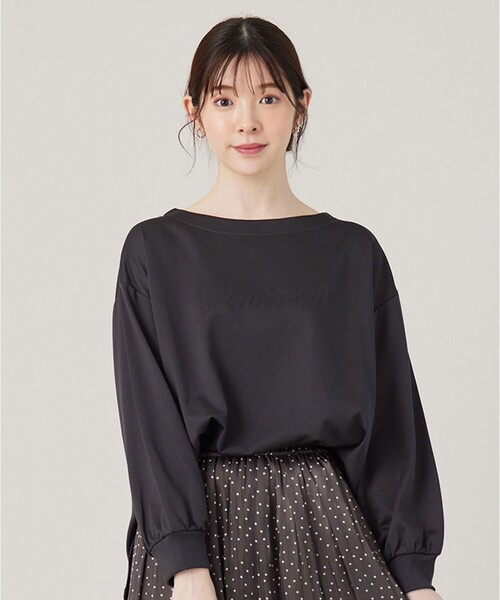 ANY SIS(エニィスィス)の「【洗える】ミニ裏毛エンボスロゴ カットソー(Tシャツ/カットソー・レディース・グレー系/アイボリー系/ピンク系・0)」の1枚目の写真