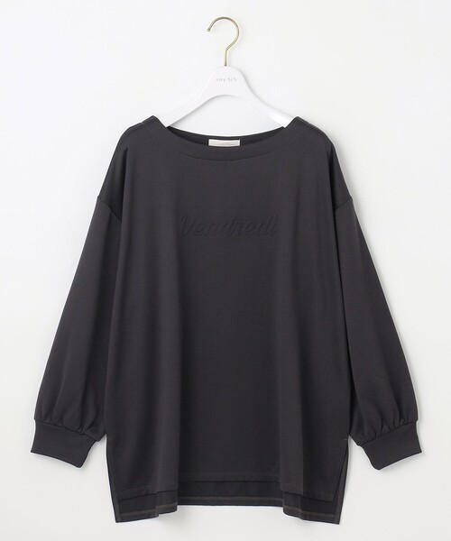 ANY SIS(エニィスィス)の「【洗える】ミニ裏毛エンボスロゴ カットソー(Tシャツ/カットソー・レディース・グレー系/アイボリー系/ピンク系・0)」の9枚目の写真