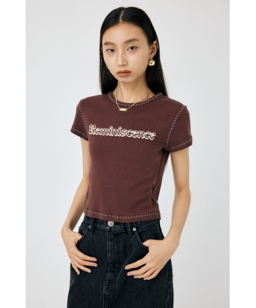 Tシャツ・カットソー [Miae] Velvet Rose Corsage T セール】CONTRAST STITCH Tシャツ（Tシャツ/カットソー