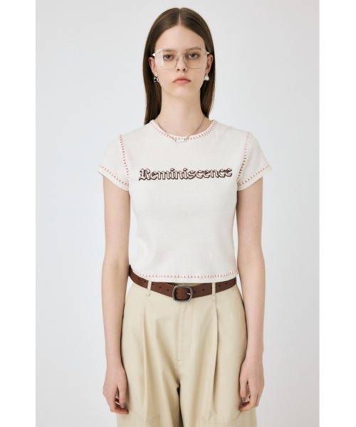 Tシャツ・カットソー [Miae] Velvet Rose Corsage T AZUL BY MOUSSY | フラワープリント刺繍TEE (Tシャツ