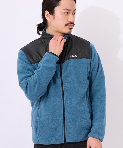 FILA(フィラ)の「マイクロフリース 切り替えスタンドジャケット フルジップブルゾン(ブルゾン・メンズ・ネイビー/ブラック/ダークブルー・MEDIUM/LARGE/X-LARGE)」の1枚目の写真