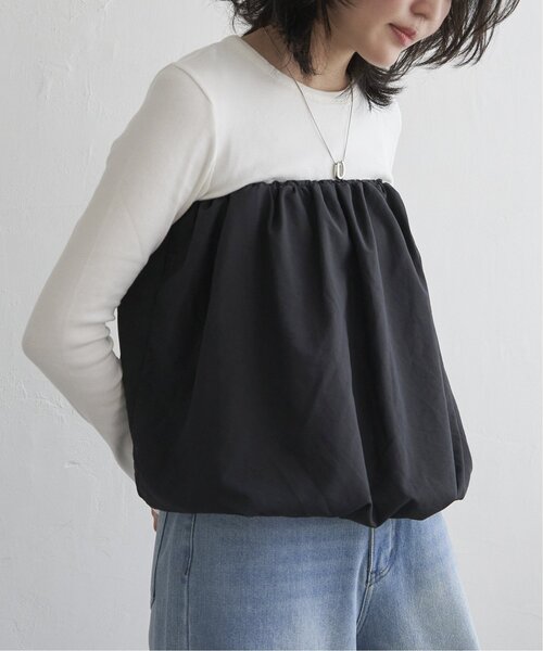 VENCEEXCHANGE(ヴァンスエクスチェンジ)の「ナイロンバルーン2WAY(キャミソール・レディース・ブラック/オフホワイト・FREE)」の4枚目の写真