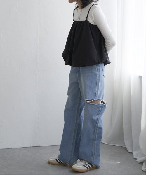 VENCEEXCHANGE(ヴァンスエクスチェンジ)の「ナイロンバルーン2WAY(キャミソール・レディース・ブラック/オフホワイト・FREE)」の7枚目の写真