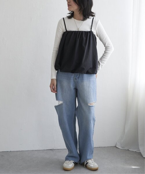 VENCEEXCHANGE(ヴァンスエクスチェンジ)の「ナイロンバルーン2WAY(キャミソール・レディース・ブラック/オフホワイト・FREE)」の8枚目の写真