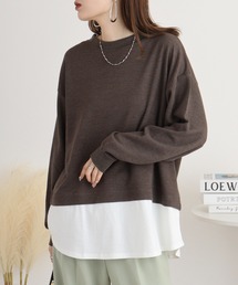 ワッフル裾切り替え長袖Tシャツ