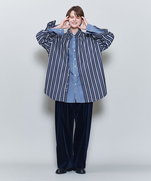 6(ロク)の「【別注】<Brooks Brothers × 6(ROKU)>STRIPE BD SHIRT NAVY(シャツ/ブラウス・レディース・ネイビー・M/XL)」の1枚目の写真