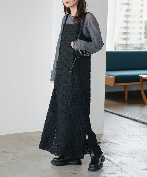 極美品♡ルネ♡ふくれジャガードワンピース セール】【2サイズ展開/低身長サイズ/裏地あり】フクレ