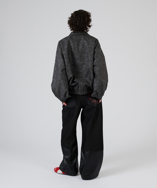 ONCILY（オンシェリー）の「VINTAGE LIKE ARTIFICIAL GRAIN BLOUSON  / ヴィンテージライク合皮ブルゾン（ブルゾン・メンズ・ブラック/ブラウン/トップグレー・LARGE/MEDIUM）」の4枚目の写真