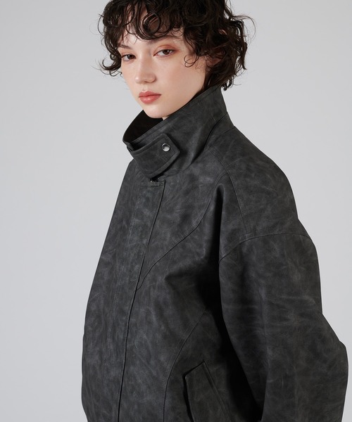 limousine ヴィンテージブルゾン　　グレー　柄　編み込み風 ONCILY（オンシェリー）の「VINTAGE LIKE ARTIFICIAL GRAIN BLOUSON