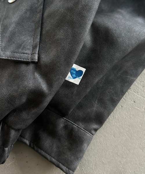 ONCILY（オンシェリー）の「VINTAGE LIKE ARTIFICIAL GRAIN BLOUSON  / ヴィンテージライク合皮ブルゾン（ブルゾン・メンズ・ブラック/ブラウン/トップグレー・LARGE/MEDIUM）」の10枚目の写真