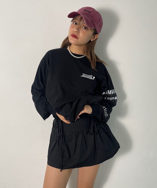 【セール】サイドギャザーナイロン切替ロングTシャツ（Tシャツ/カットソー）｜ROGER AND RAW（ロジャーアンドロウ）