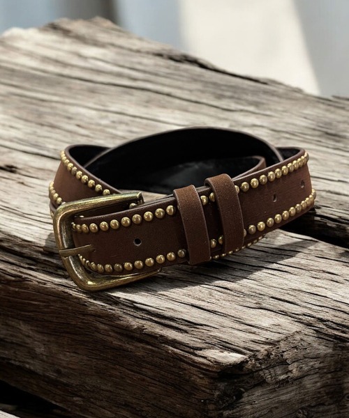 セール】ヴィンテージ ライク スタッズ レザー ベルト（ベルト）｜Port
