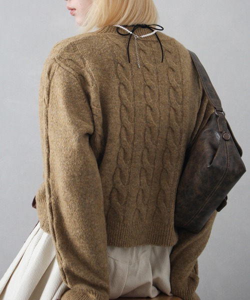 SpRay(スプレイ)の「ケーブルリボンニット(ニット/セーター・レディース・レッド/グレー/ホワイト/ベージュ・FREE)」の9枚目の写真