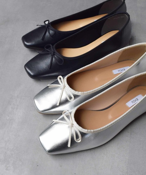 EVOL（イーボル）の「ソフトスクエアトゥバレエ【ブラック・シルバーのみ晴雨兼用】（バレエシューズ・レディース・ブラック/シルバー・22.5/23/23.5/24/25/24.5/22）」の7枚目の写真