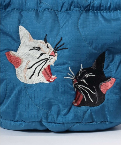 HOUSTON 虎刺繍 ショルダーバッグ F 黒 S HOUSTON ヒューストン TIGER MAP EMB VELVETEEN EFFECT BAG 虎