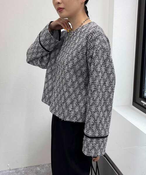 fredy emue(フレディエミュ)の「MIXツイードニットプルオーバー(Tシャツ/カットソー・レディース・ブラック/アイボリー・38)」の21枚目の写真