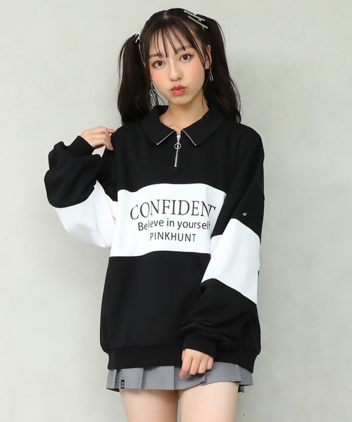 PINKHUNT ピンクハント 切り替え ハーフジップ トレーナー 0108K（スウェット）｜PINKHUNT（ピンクハント）