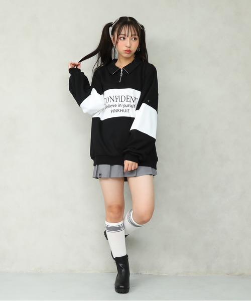 PINKHUNT ピンクハント 切り替え ハーフジップ トレーナー 0108K（スウェット）｜PINKHUNT（ピンクハント）