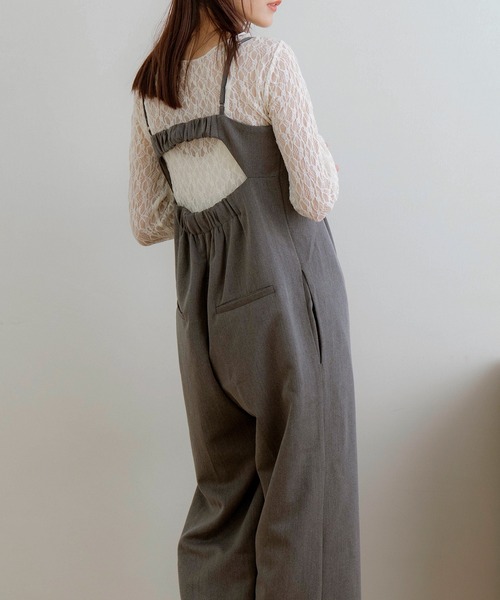 NOAHL(ノアル)の「【NOAHL】ツイルバックデザインサロペット(サロペット/オーバーオール・レディース・グレイッシュベージュ/チャコール/キナリ・FREE)」の4枚目の写真