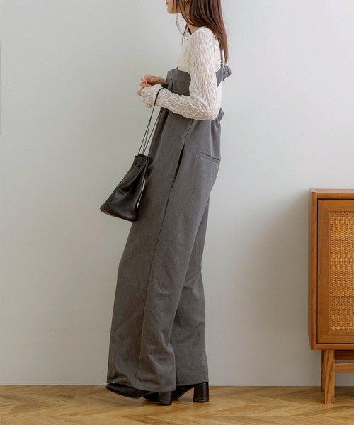 NOAHL(ノアル)の「【NOAHL】ツイルバックデザインサロペット(サロペット/オーバーオール・レディース・グレイッシュベージュ/チャコール/キナリ・FREE)」の6枚目の写真