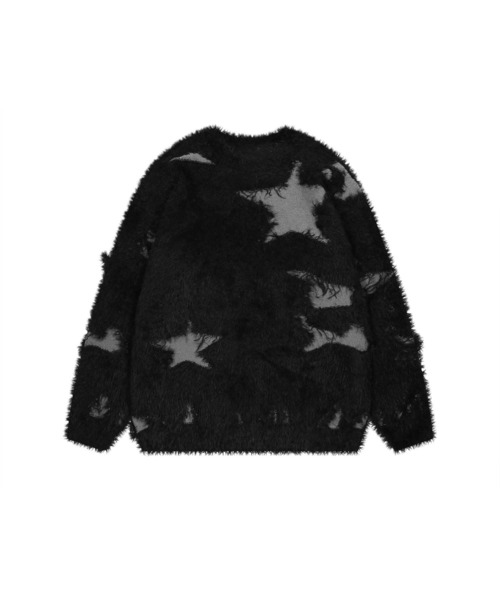 HOOK(フック)の「HOOK -select- 星模様シャギーニット(ニット/セーター・メンズ・ブラック/チョコ・MEDIUM/LARGE)」の4枚目の写真