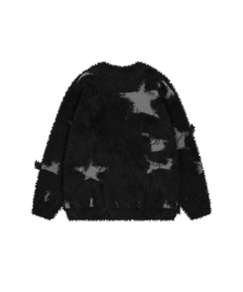 HOOK(フック)の「HOOK -select- 星模様シャギーニット(ニット/セーター・メンズ・ブラック/チョコ・MEDIUM/LARGE)」の5枚目の写真