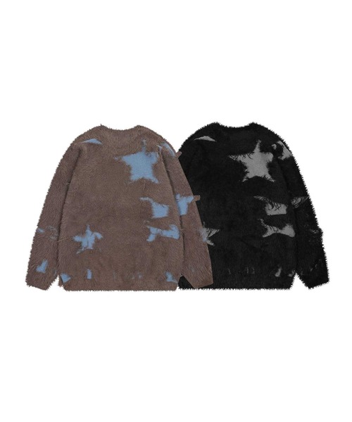 HOOK(フック)の「HOOK -select- 星模様シャギーニット(ニット/セーター・メンズ・ブラック/チョコ・MEDIUM/LARGE)」の8枚目の写真