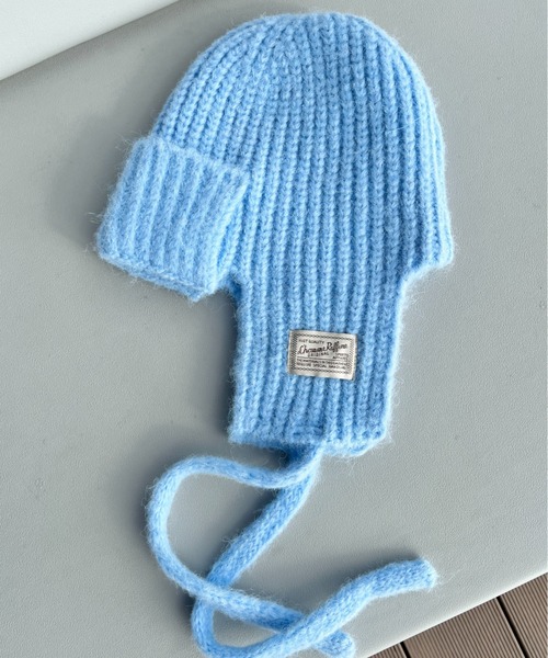 StyleSea（スタイルシー）の「耳当てニットバラクラバ（ニットキャップ/ビーニー・レディース・グレー/ベビーピンク/サックスブルー/アイボリー/ブラック・FREE）」の4枚目の写真