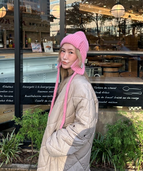 StyleSea（スタイルシー）の「耳当てニットバラクラバ（ニットキャップ/ビーニー・レディース・グレー/ベビーピンク/サックスブルー/アイボリー/ブラック・FREE）」の7枚目の写真