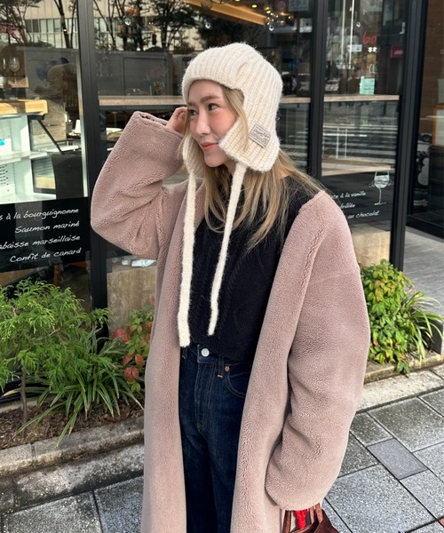 StyleSea（スタイルシー）の「耳当てニットバラクラバ（ニットキャップ/ビーニー・レディース・グレー/ベビーピンク/サックスブルー/アイボリー/ブラック・FREE）」の9枚目の写真