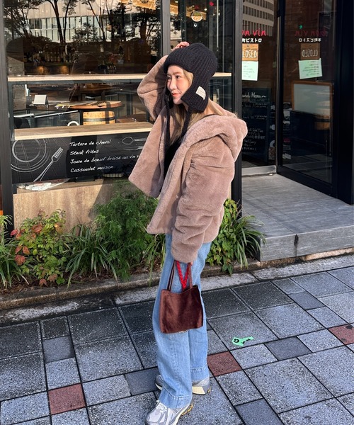 StyleSea（スタイルシー）の「耳当てニットバラクラバ（ニットキャップ/ビーニー・レディース・グレー/ベビーピンク/サックスブルー/アイボリー/ブラック・FREE）」の20枚目の写真