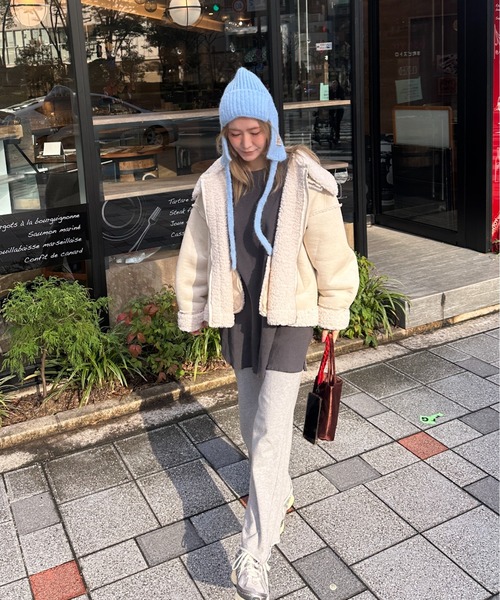 StyleSea（スタイルシー）の「耳当てニットバラクラバ（ニットキャップ/ビーニー・レディース・グレー/ベビーピンク/サックスブルー/アイボリー/ブラック・FREE）」の16枚目の写真