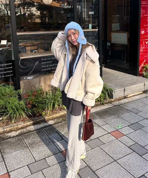 StyleSea（スタイルシー）の「耳当てニットバラクラバ（ニットキャップ/ビーニー・レディース・グレー/ベビーピンク/サックスブルー/アイボリー/ブラック・FREE）」の15枚目の写真