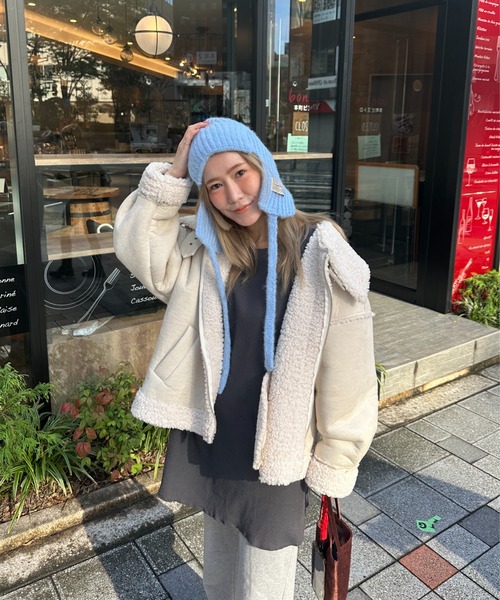 StyleSea（スタイルシー）の「耳当てニットバラクラバ（ニットキャップ/ビーニー・レディース・グレー/ベビーピンク/サックスブルー/アイボリー/ブラック・FREE）」の17枚目の写真