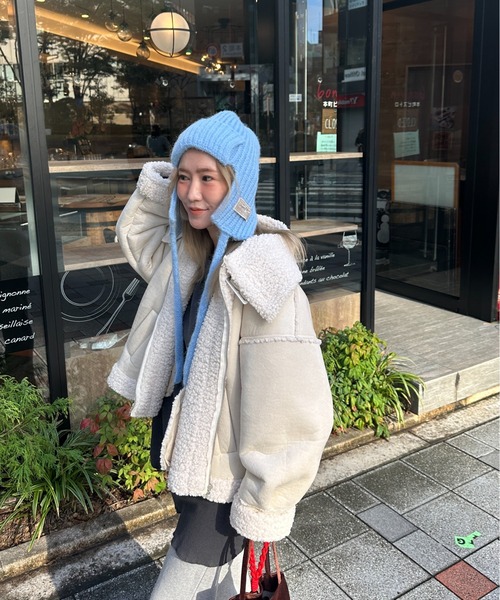 StyleSea（スタイルシー）の「耳当てニットバラクラバ（ニットキャップ/ビーニー・レディース・グレー/ベビーピンク/サックスブルー/アイボリー/ブラック・FREE）」の19枚目の写真