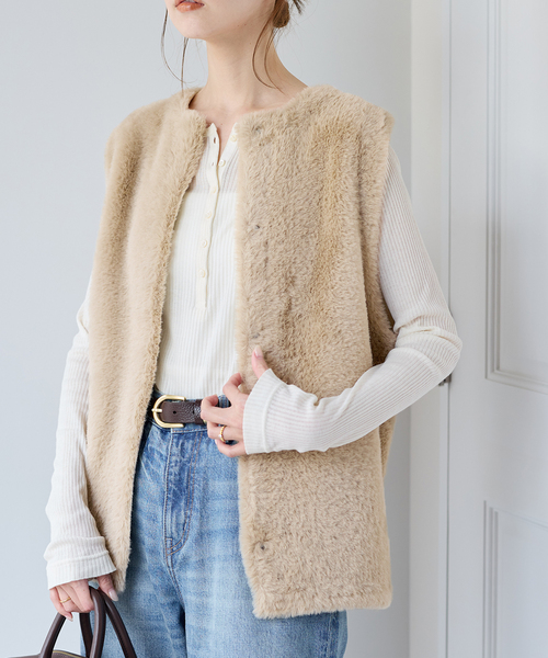 追加2》ダブルフェイスフェザークルーネックベスト（ベスト）｜JOURNAL