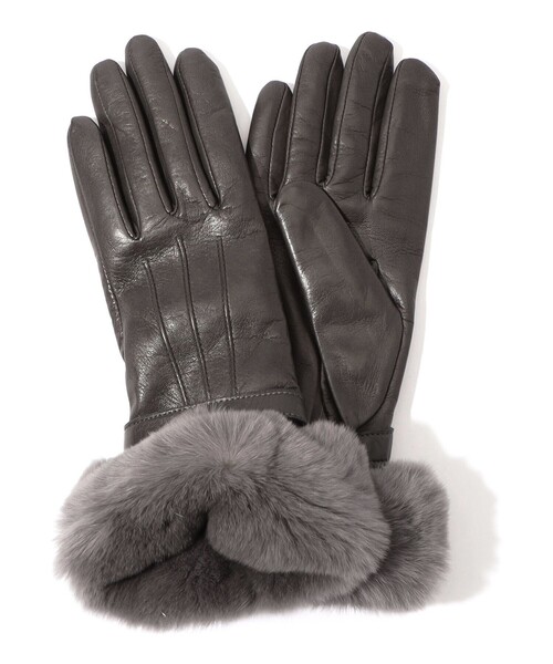 Gloves（グローブス）の「Gloves  ファーグローブ（手袋・レディース・ブラウン/チャコールグレー・FREE）」の2枚目の写真