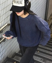 Chikashitsu + | 【Chikashitsu +】vintage wash damage knit / 【チカシツプラス】ビンテージウォッシュダメージ長袖ニット(ニット/セーター)