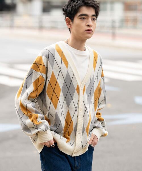 WEGO(ウィゴー)の「WEGO/リラックスフィットパターンカーディガン(カーディガン/ボレロ・メンズ・ブラック/ホワイト系その他2/ホワイト/ネイビー・MEDIUM/LARGE)」の15枚目の写真