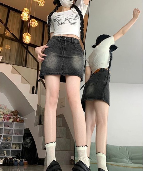 Silly（シリー）の「デニムスカート（デニムスカート・レディース・ブラック・MEDIUM/LARGE）」の2枚目の写真