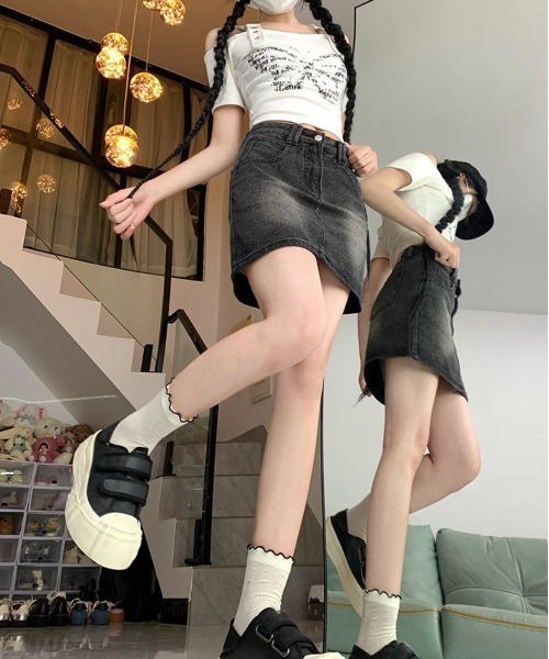 Silly（シリー）の「デニムスカート（デニムスカート・レディース・ブラック・MEDIUM/LARGE）」の3枚目の写真