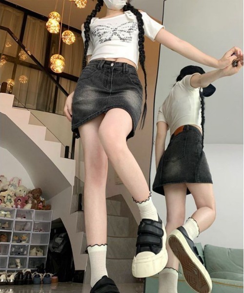 Silly（シリー）の「デニムスカート（デニムスカート・レディース・ブラック・MEDIUM/LARGE）」の4枚目の写真