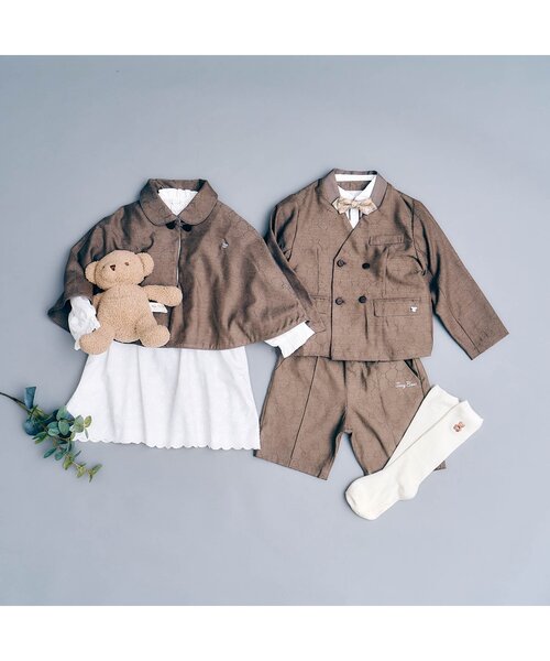 apres les cours(アプレレクール)の「tinybear ロゴ刺繍ハイソックス(ソックス/靴下・キッズ・ブラウン/アイボリー・21/18/15 /12)」の10枚目の写真