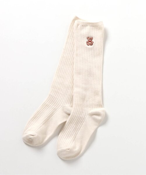 apres les cours(アプレレクール)の「tinybear ロゴ刺繍ハイソックス(ソックス/靴下・キッズ・ブラウン/アイボリー・21/18/15 /12)」の12枚目の写真