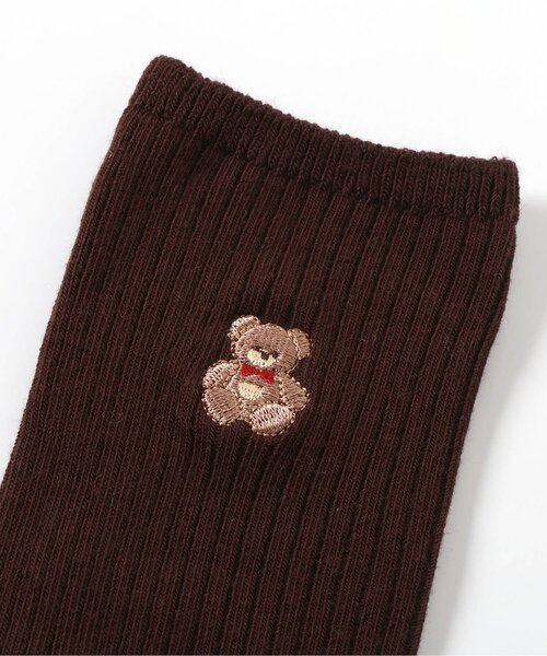 apres les cours(アプレレクール)の「tinybear ロゴ刺繍ハイソックス(ソックス/靴下・キッズ・ブラウン/アイボリー・21/18/15 /12)」の13枚目の写真