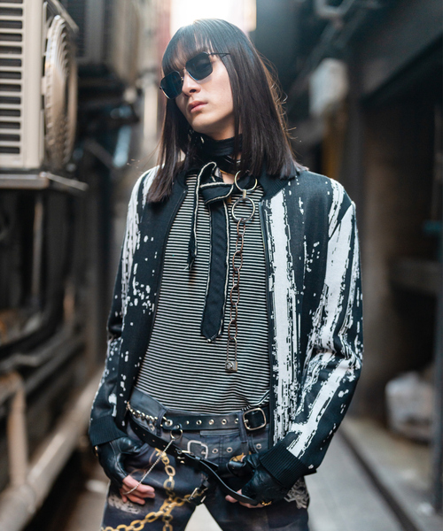 5351 POUR LES HOMMES（ゴーサンゴーイチプールオム）の「【25S/S】バイカラー ブラッシュド ニット ブルゾン（ブルゾン・メンズ・ブラック・44/46/48/50）」の13枚目の写真