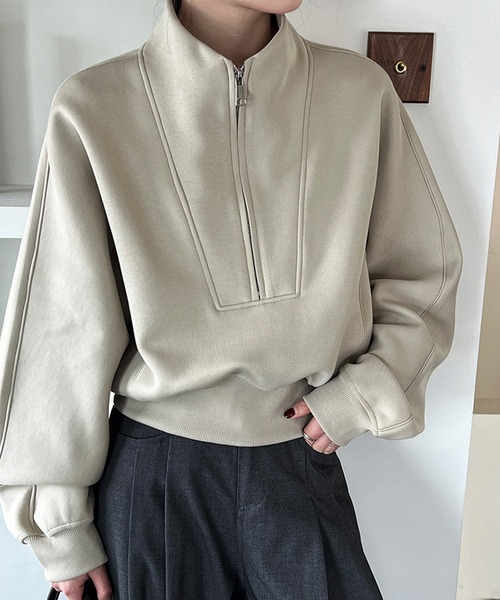 関税込/Helas*フロント刺繍 クォータージップ スウェット sweater-1-1-a46c5.jpg?fit=max&