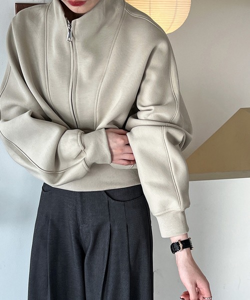 SUWDEE(スーディー)の「half zip sweat pullover(スウェット・レディース・アイボリー/グレイッシュベージュ/グレー・FREE)」の12枚目の写真