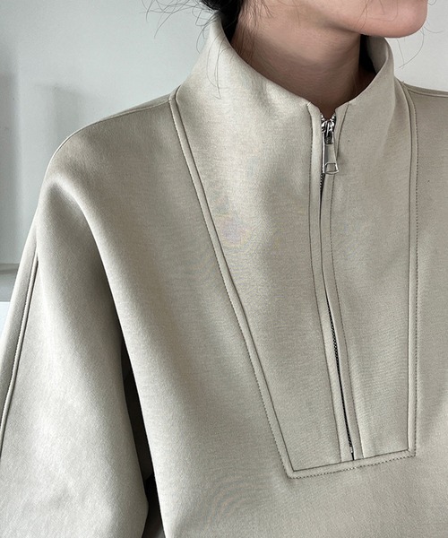 SUWDEE(スーディー)の「half zip sweat pullover(スウェット・レディース・アイボリー/グレイッシュベージュ/グレー・FREE)」の14枚目の写真